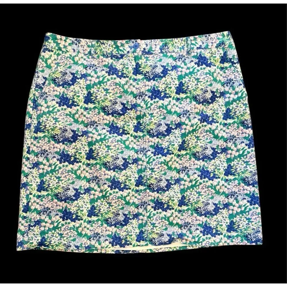 Talbots A-Line Stretch Skirt Flower Print Sz. 16 Boho Packable